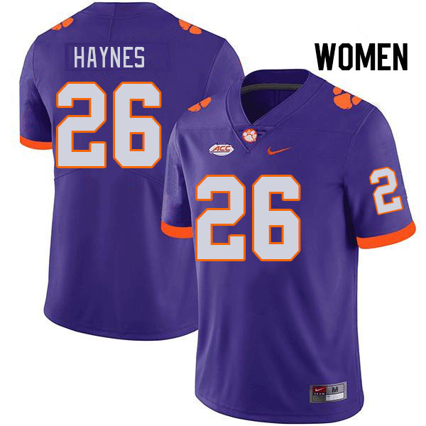 Women #26 Jay Haynes Clemson Tigers College Football Jerseys Stitched Sale-Purple